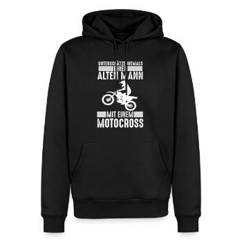 Motocross Bike Biker Motorrad Cross Enduro Lustig - Männer Premium Bio Hoodie - Schwarz - Vorne - Nico (187cm)