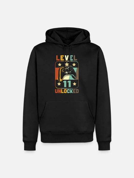 Level 11 Unlocked - Männer Premium Bio Hoodie - Schwarz