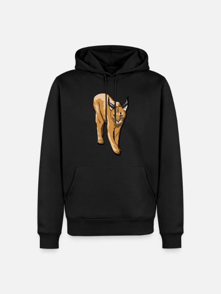 Cadeau caracal et lynx de chat sauvage de taille moyenne - Sweat à capuche Premium bio Homme - noir