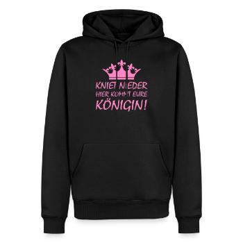 kniet nieder hier kommt eure Königin! - Männer Premium Bio Hoodie - Schwarz - Vorne - Nico (187cm)