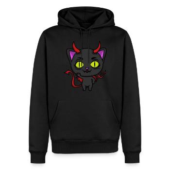 Diable chat chaton enfer satan - Sweat à capuche Premium bio Homme - noir - Devant - Nico (187cm)