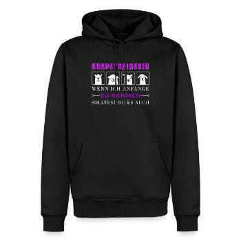 Hundetrainerin auf Hundeplatz bei Hundeerziehung - Männer Premium Bio Hoodie - Schwarz - Vorne - Nico (187cm)