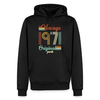 Vintage 1971 Original - Männer Premium Bio Hoodie - Schwarz - Vorne - Nico (187cm)