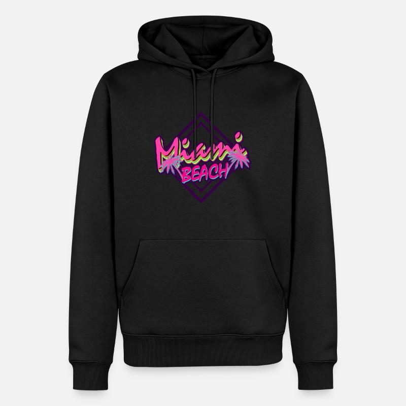 Miami Beach - Männer Premium Bio Hoodie - Schwarz