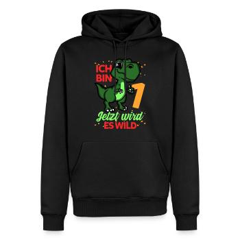 Dinosaurier Erster Geburtstag Trex 1 Feiern - Männer Premium Bio Hoodie - Schwarz - Vorne - Nico (187cm)