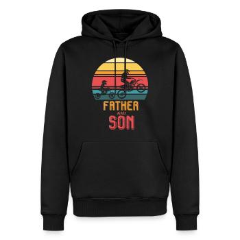 Père et fils - dirt bike - Sweat à capuche Premium bio Homme - noir - Devant - Nico (187cm)