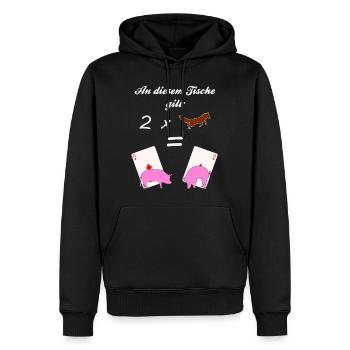 Doppelkopf Tradition Schweinchen Regel 2 Füchse - Männer Premium Bio Hoodie - Schwarz - Vorne - Nico (187cm)