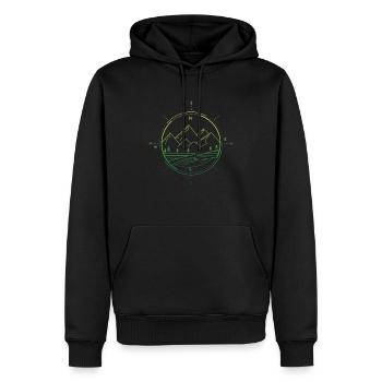 Berge Kompass - Männer Premium Bio Hoodie - Schwarz - Vorne - Nico (187cm)