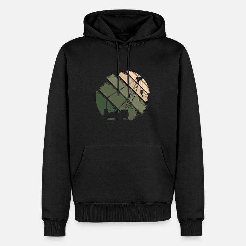 Kran - Männer Premium Bio Hoodie - Schwarz