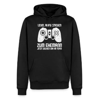 Level Aufgestiegen Zum Ehemann Zocker Gamer - Männer Premium Bio Hoodie - Schwarz - Vorne - Nico (187cm)