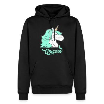Niedlich Einhorn Mittelfinger - Männer Premium Bio Hoodie - Schwarz - Vorne - Nico (187cm)
