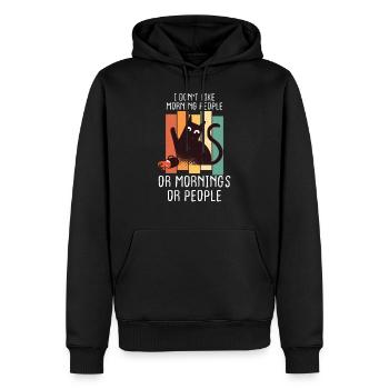 Cadeau de café de chat de chat de moufle du matin - Sweat à capuche Premium bio Homme - noir - Devant - Nico (187cm)