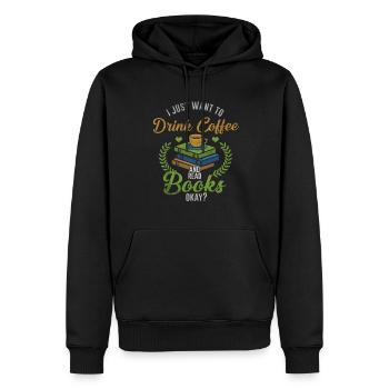 livre - Sweat à capuche Premium bio Homme - noir - Devant - Nico (187cm)