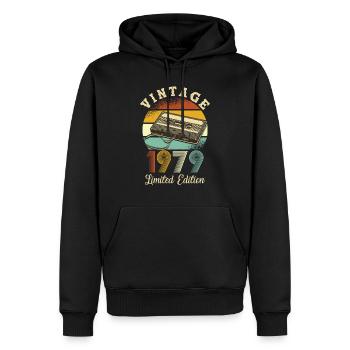 Millésime 1979 - Sweat à capuche Premium bio Homme - noir - Devant - Nico (187cm)