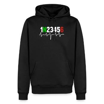 Cadeau de motard de changement de vitesse de battement de coeur de moto - Sweat à capuche Premium bio Homme - noir - Devant - Nico (187cm)