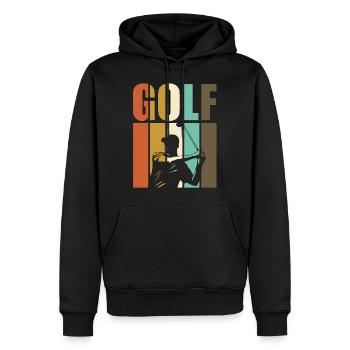 Golf - Golfeurs d'époque - Sweat à capuche Premium bio Homme - noir - Devant - Nico (187cm)