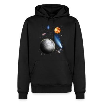 universo - Felpa con cappuccio ecologica premium da uomo - nero - Fronte - Nico (187cm)