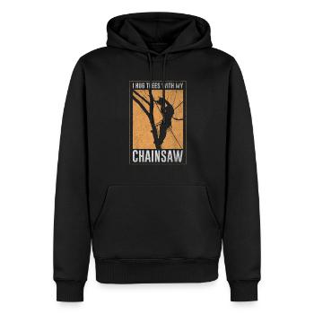 Tronçonneuse Forester - Sweat à capuche Premium bio Homme - noir - Devant - Nico (187cm)