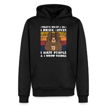That's What I Do I Drink Coffee Bear graphic - Men’s Premium Organic Hoodie - black - Front - Nico (187cm)