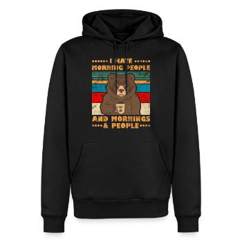 I Hate Morning People And Mornings & People Retro - Men’s Premium Organic Hoodie - black - Front - Nico (187cm)