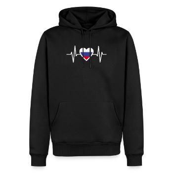 Russland Herzschlag Flagge Heartbeat Russia - Männer Premium Bio Hoodie - Schwarz - Vorne - Nico (187cm)