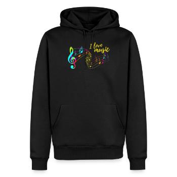 I love music - Männer Premium Bio Hoodie - Schwarz - Vorne - Nico (187cm)