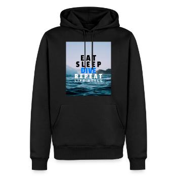 EAT SLEEP DIVE REPEAT Taucher Urlaub Hobby Shirt - Männer Premium Bio Hoodie - Schwarz - Vorne - Nico (187cm)
