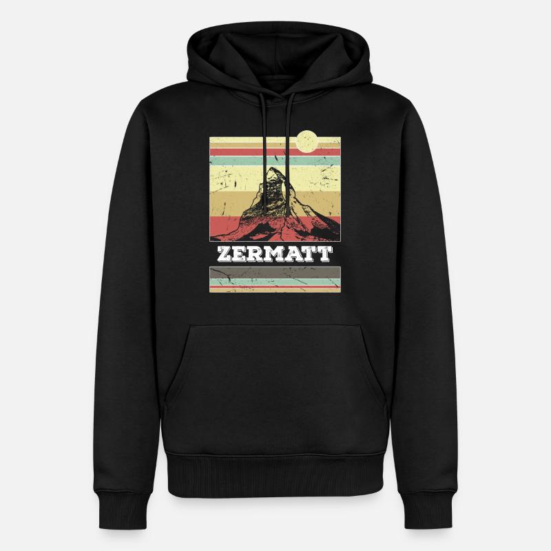 Cervin de Zermatt - Sweat à capuche Premium bio Homme - noir