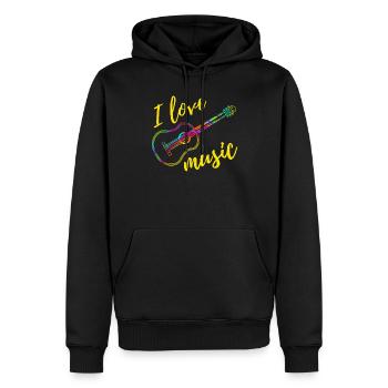 Conception de musique de cadeau de guitare - Sweat à capuche Premium bio Homme - noir - Devant - Nico (187cm)