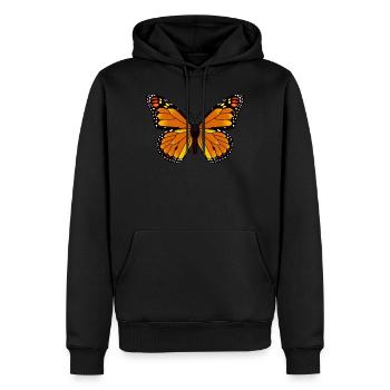 Monarque papillon brun &Noir espèces botaniques - Sweat à capuche Premium bio Homme - noir - Devant - Nico (187cm)