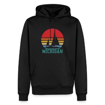 Michigan - Men’s Premium Organic Hoodie - black - Front - Nico (187cm)