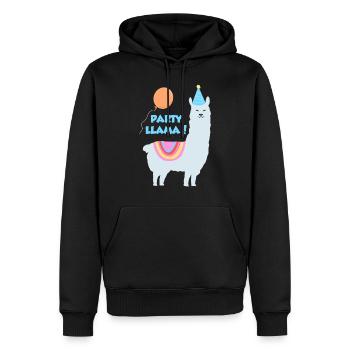 Lama de fête - Sweat à capuche Premium bio Homme - noir - Devant - Nico (187cm)