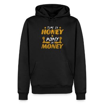 Miel d’abeille - Sweat à capuche Premium bio Homme - noir - Devant - Nico (187cm)