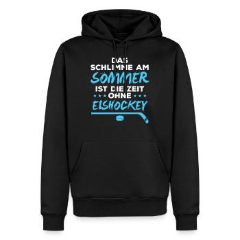 Eishockey im Sommer - Schlimm ohne Eis - Männer Premium Bio Hoodie - Schwarz - Vorne - Nico (187cm)