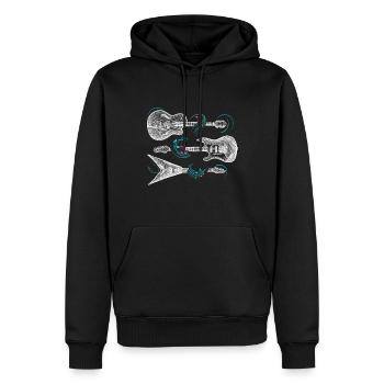 Rock n roll musique rock rock and roll guitariste - Sweat à capuche Premium bio Homme - noir - Devant - Nico (187cm)