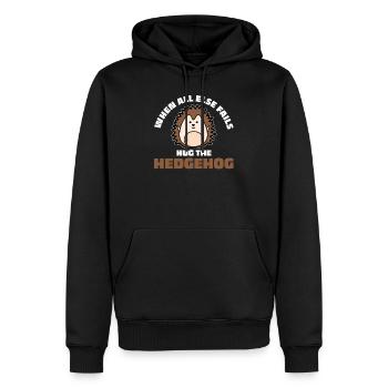Hérisson disant drôle - Sweat à capuche Premium bio Homme - noir - Devant - Nico (187cm)