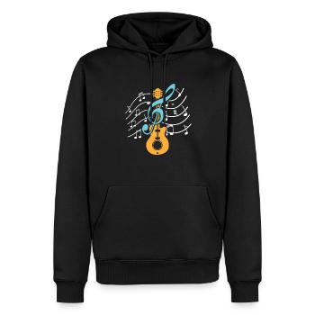 Guitarist treble clef clef guitar - Men’s Premium Organic Hoodie - black - Front - Nico (187cm)