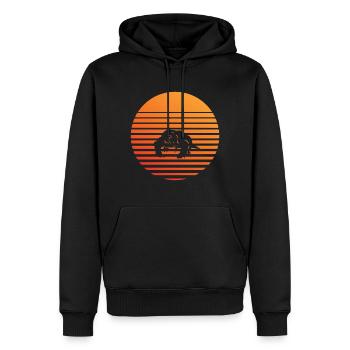 Komodowaran -Silhuette im Sonnenuntergang - Männer Premium Bio Hoodie - Schwarz - Vorne - Nico (187cm)