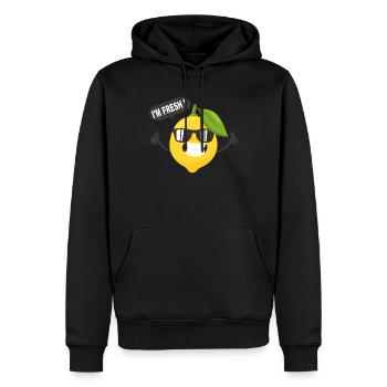 Drôle de citron I'M FRESH avec des lunettes de soleil - Sweat à capuche Premium bio Homme - noir - Devant - Nico (187cm)