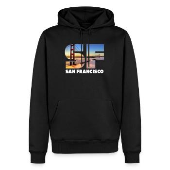 San Francisco - Männer Premium Bio Hoodie - Schwarz - Vorne - Nico (187cm)