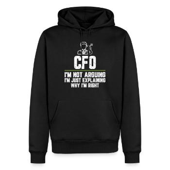 Directeur financier Je ne dis pas, je ne fais qu'expliquer pourquoi - Sweat à capuche Premium bio Homme - noir - Devant - Nico (187cm)
