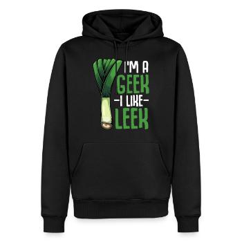 Lauch - I'm A Geek I like Leek Vegan Gemüse Spruch - Männer Premium Bio Hoodie - Schwarz - Vorne - Nico (187cm)