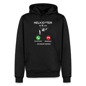 Modellflug Hubschrauber Handy - Helikopter Anruf - Männer Premium Bio Hoodie - Schwarz - Vorne - Nico (187cm)