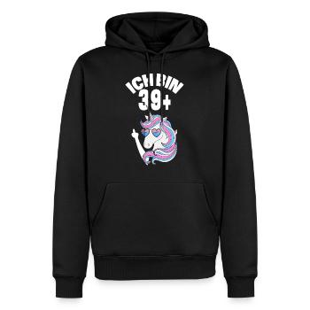 Einhorn Ich Bin 39 Plus 40. Geburtstag Geschenk - Männer Premium Bio Hoodie - Schwarz - Vorne - Nico (187cm)