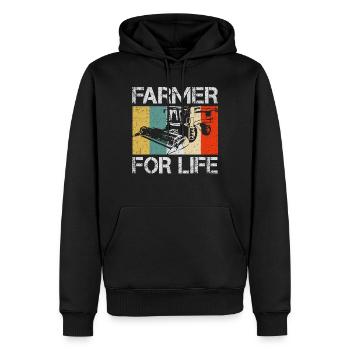Farmer For Life - agriculteur de moissonneuse-batteuse - Sweat à capuche Premium bio Homme - noir - Devant - Nico (187cm)