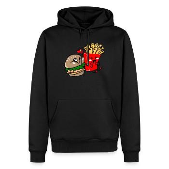 Burger et frites aiment l'idée de cadeau mignon - Sweat à capuche Premium bio Homme - noir - Devant - Nico (187cm)