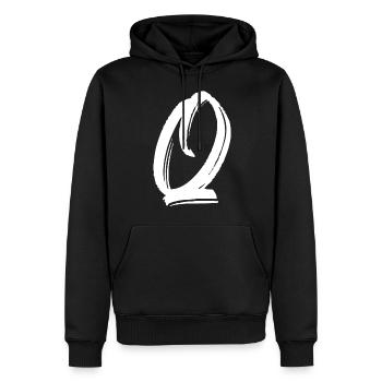 q - Männer Premium Bio Hoodie - Schwarz - Vorne - Nico (187cm)