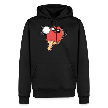 Tischtennis Tischtenniskelle mit Gesicht - Männer Premium Bio Hoodie - Schwarz - Vorne - Nico (187cm)