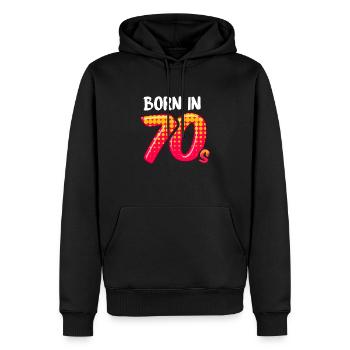 Born dans 70s cadeau pour les enfants sauvages des années 70 - Sweat à capuche Premium bio Homme - noir - Devant - Nico (187cm)