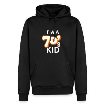 I´m a 70`s Kid Geschenk der 70er Jahre Generation - Männer Premium Bio Hoodie - Schwarz - Vorne - Nico (187cm)